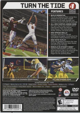 NCAA Football 07 box cover back